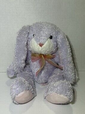 Commonwealth 1999 Bunny Rabbit Plush Light Purple Shimmery Neck Bow 14"